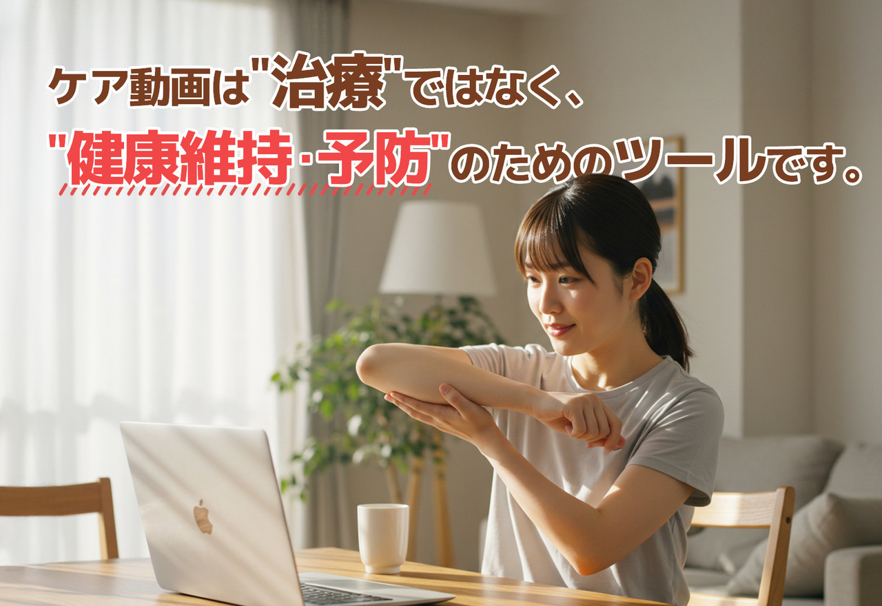 ケア動画は"治療"ではなく、 "健康維持・予防"のためのツールです。